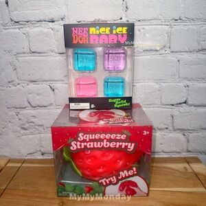 NeeDoh Nice Ice Baby And Sunny Days Jumbo Squeezy Strawberry Squishy Toy Bundle